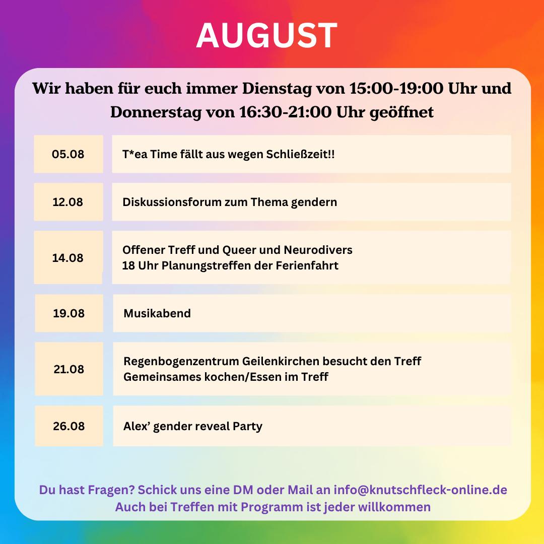 Monatsplanung August