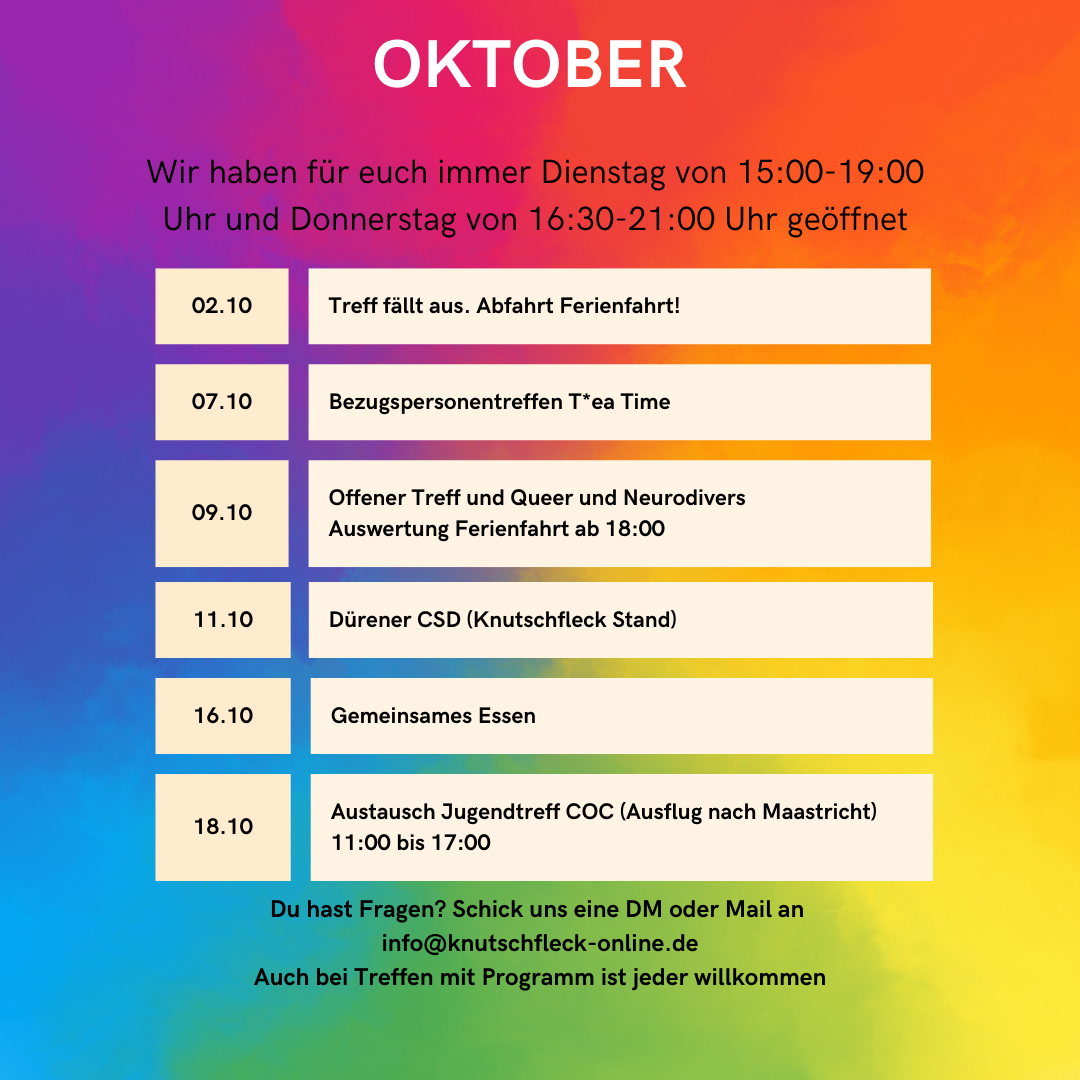 Monatsplanung Oktober