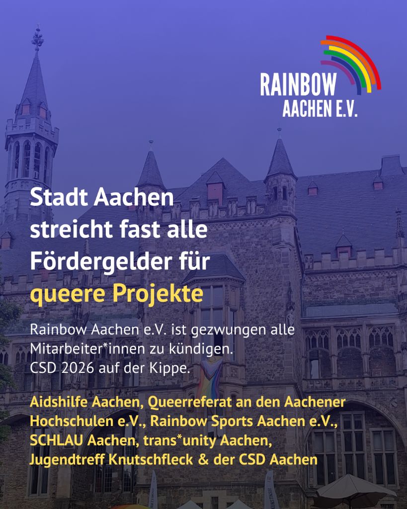 Stadt Aachen streicht fast alle Fördergelder für queere Projekte